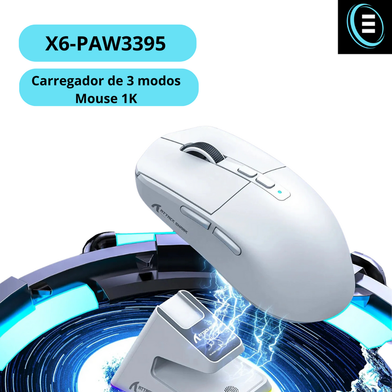 Mouse Sem fio leve para jogos 3 modos com fio 2.4G até 26k de DPI