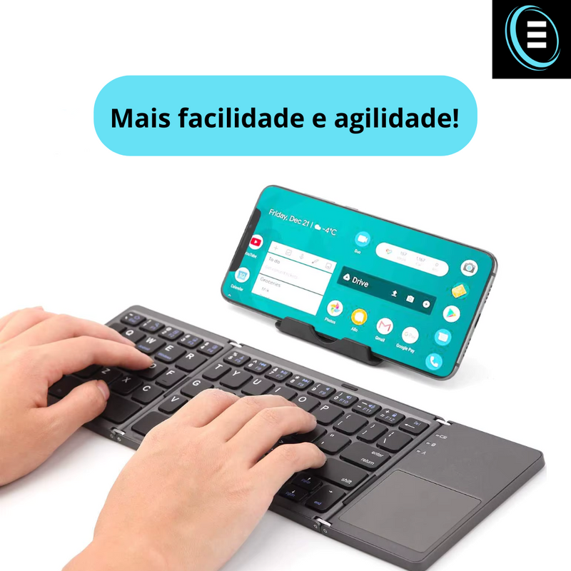 Mini Teclado Dobrável Bluetooth com Touchpad- Portabilidade e facilidade