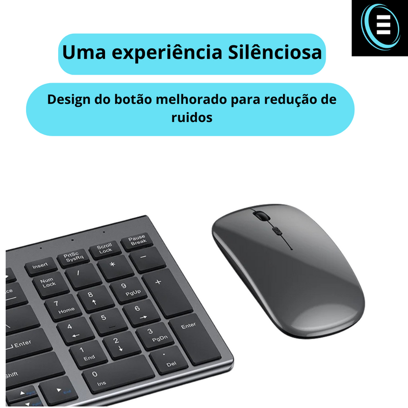 Kit teclado e mouse Sem fio 1600 DPI